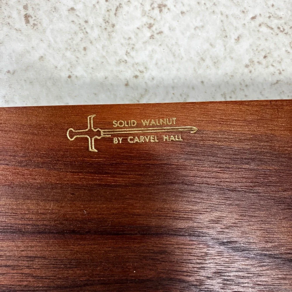 Carvel Hall Carving Board Solid Walnut 17.5x10.5 Brown Vintage Juice Grooves